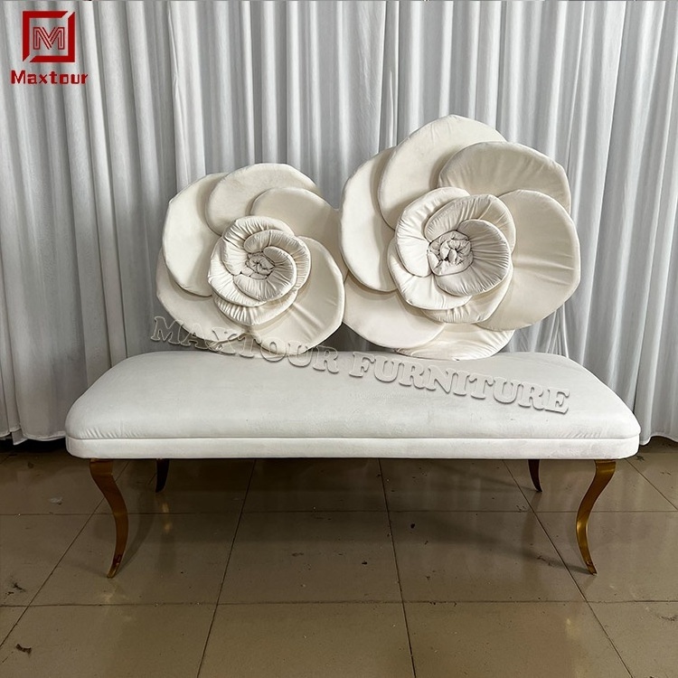 Foshan furniture modern gold with white Rose wedding sofa chair bride and groom for event