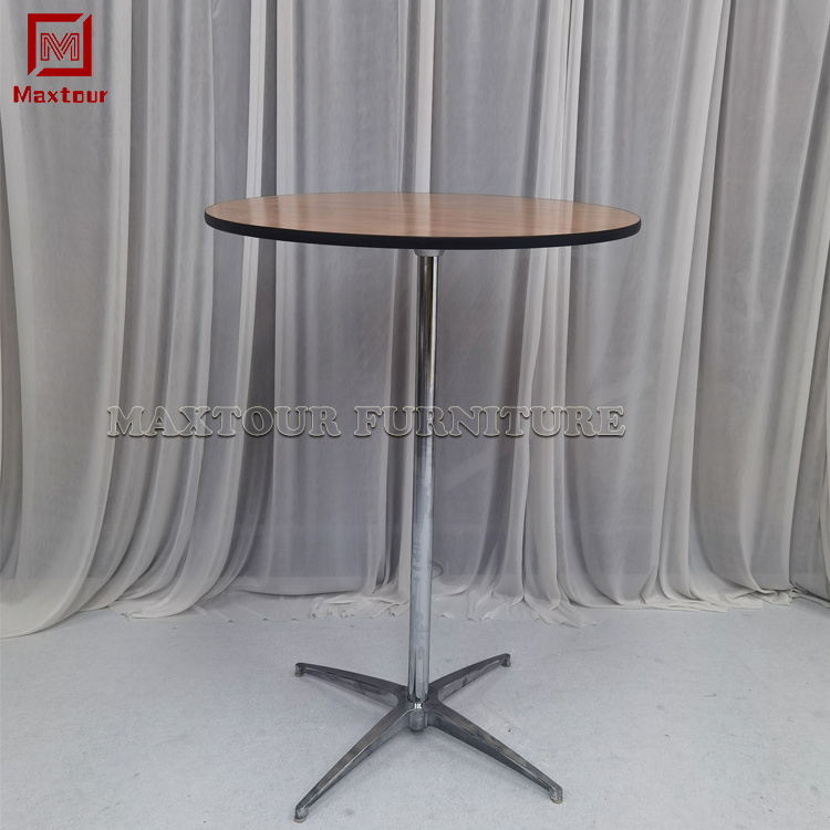 Simple style metal base and wood round bar and dining both use table