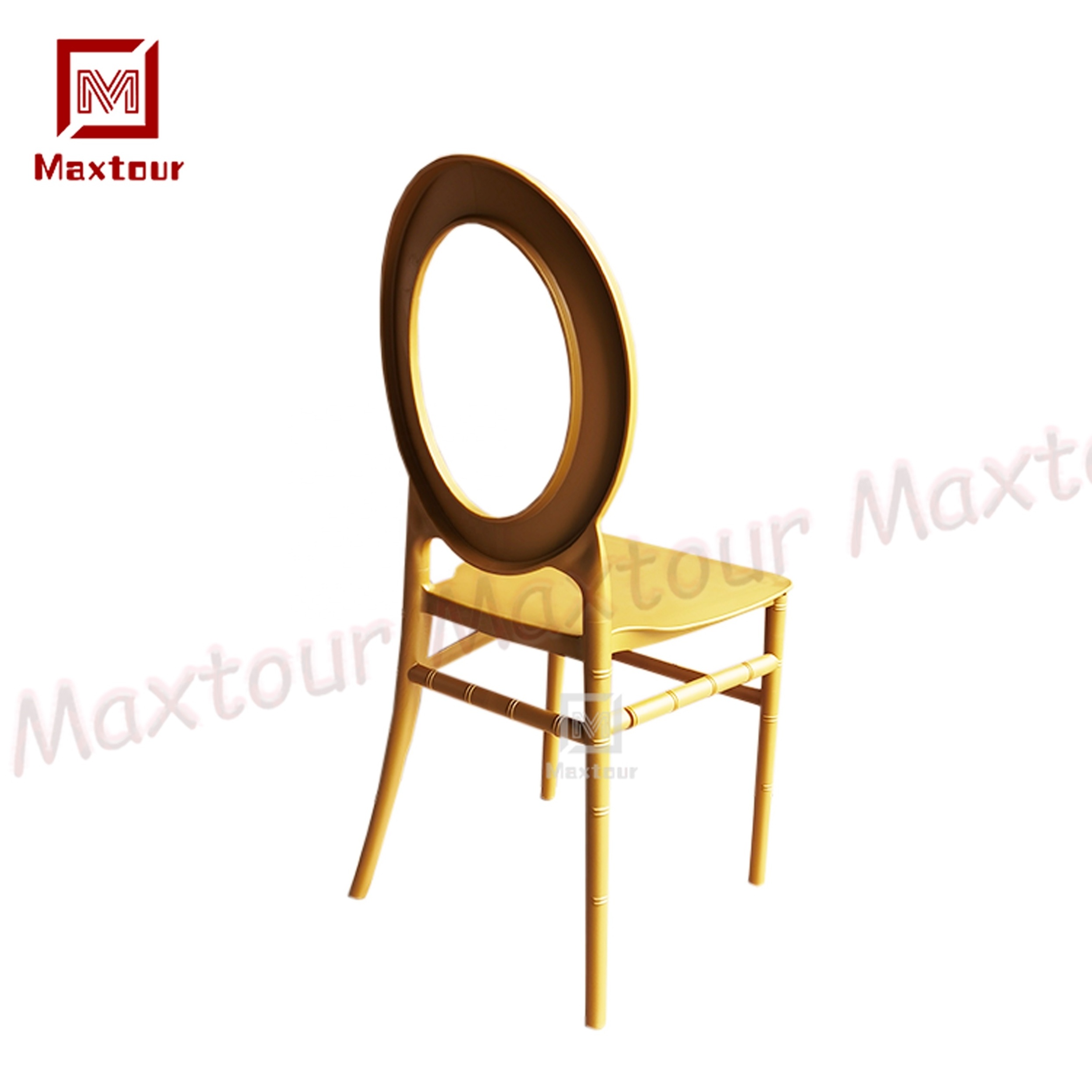 Zero Back White Gold Strong Resin PP Plastic Stacking Chair for Wedding Party Rental for Hotels Outdoor