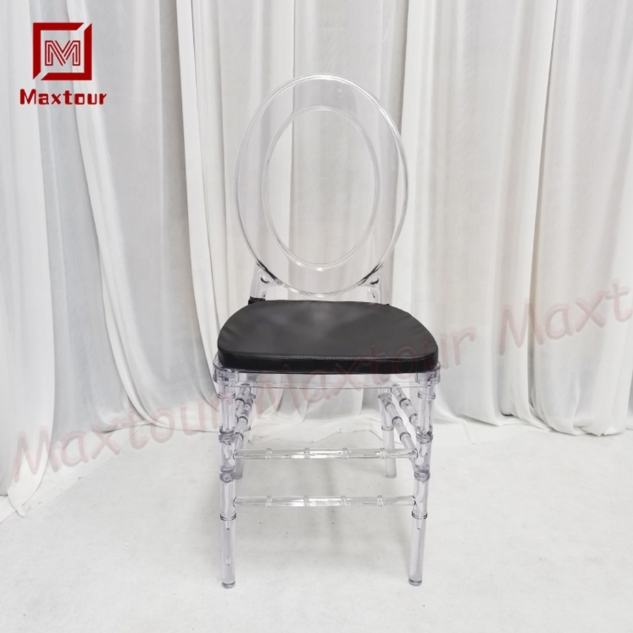 Factory Price America Resin Transparent Acrylic Chair Wedding Round Back  Plastic Chairs