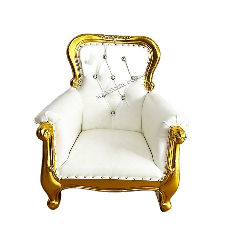 Modern Luxury Throne Chair for Kids White Gold Santa King Style for Wedding Party Events