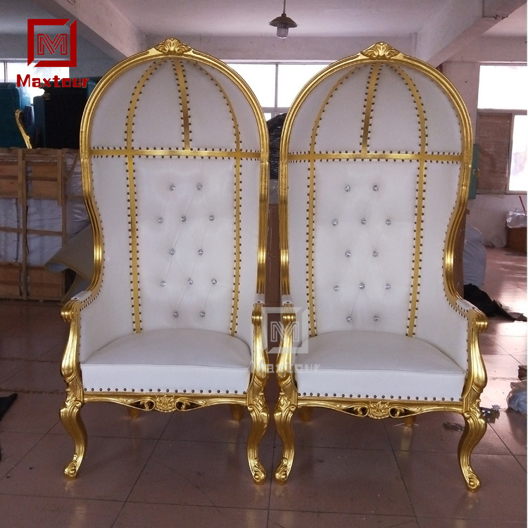 Modern Luxury Wood and PU Leather Throne Cage King Throne Chairs for Wedding Events Parties for Hotel and Villa Living Room Furn