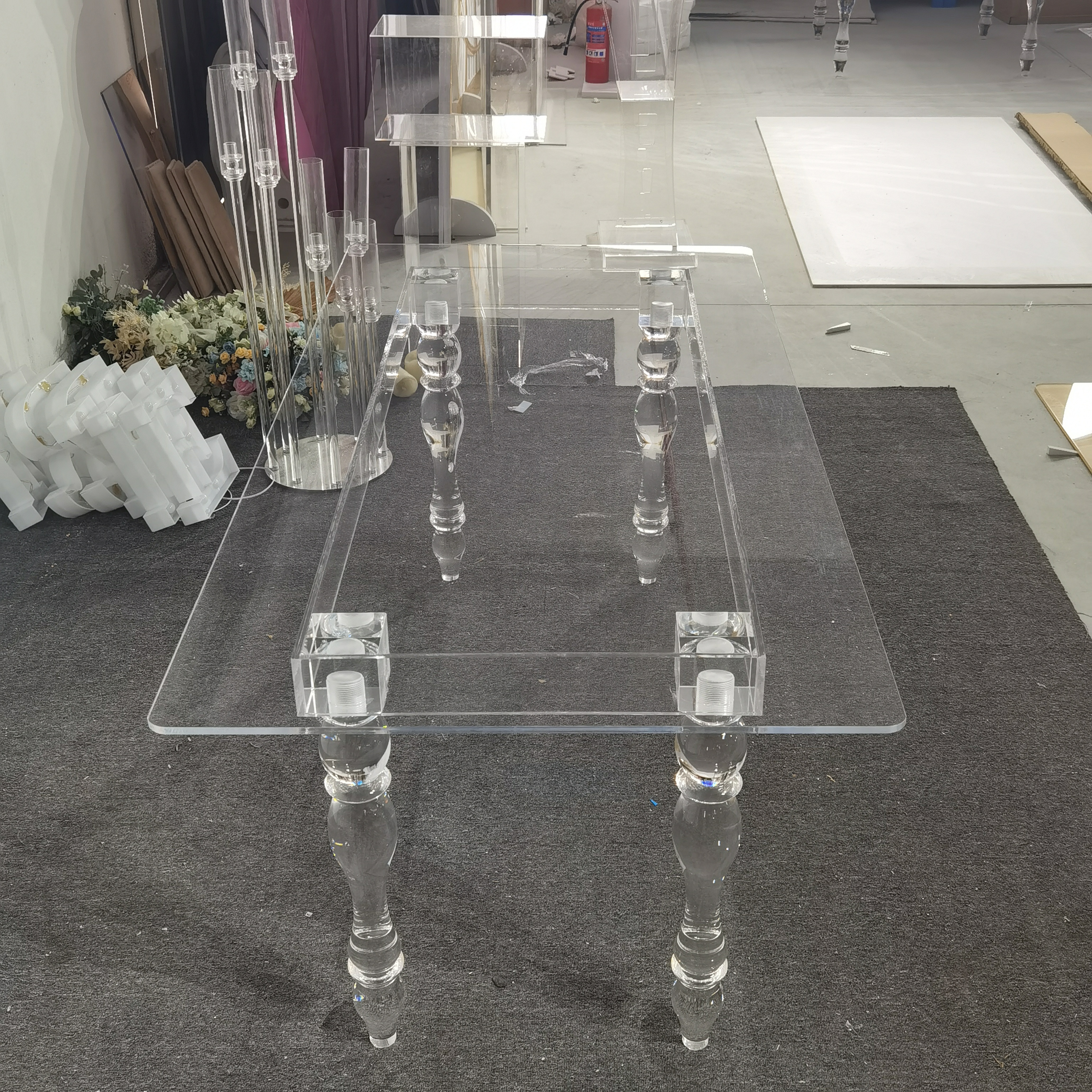 Custom clear ghost wedding furniture bride and groom acrylic dining table for event