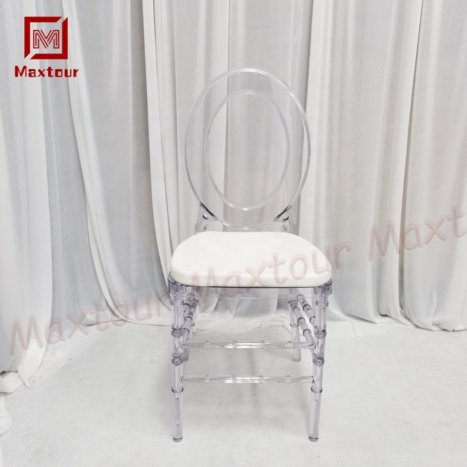 Factory Price America Resin Transparent Acrylic Chair Wedding Round Back  Plastic Chairs