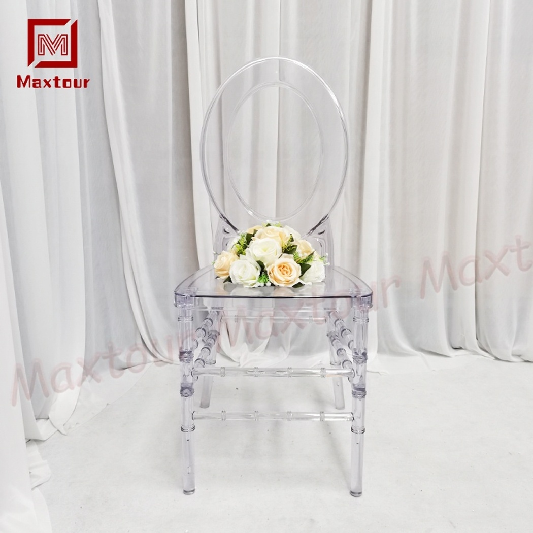 Factory Price America Resin Transparent Acrylic Chair Wedding Round Back  Plastic Chairs