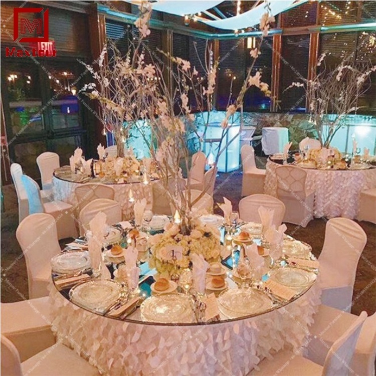 Modern round Mirrored Tempered Glass Table Top for Wedding Dining Office Home Furniture Event Decor