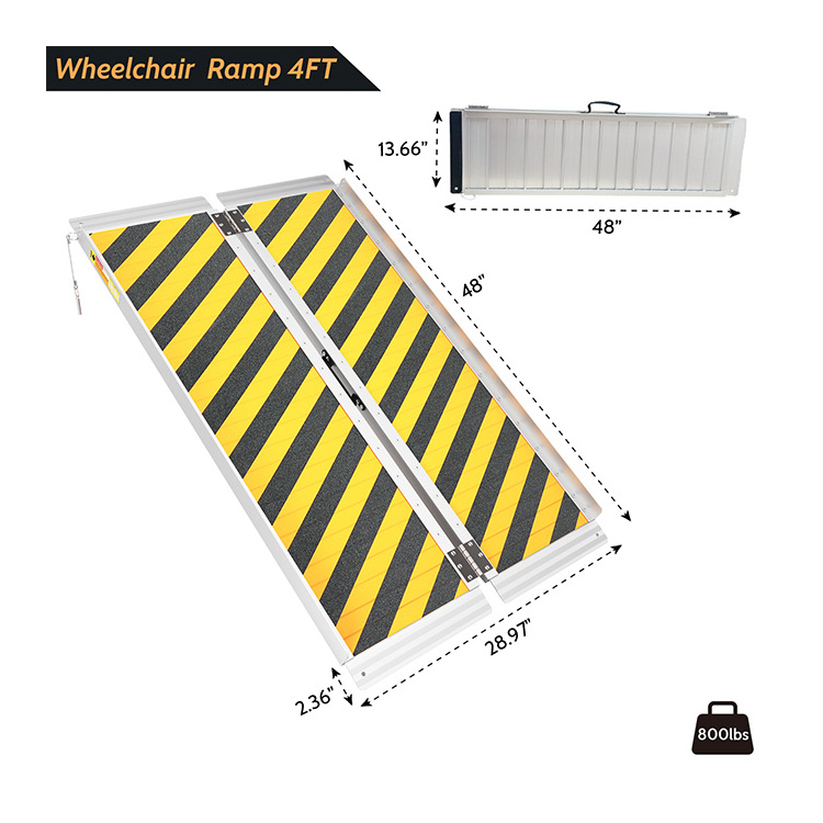 Double Folding Lightweight Mobile For Bike Loading Electric Portable Wheelchair Ramp