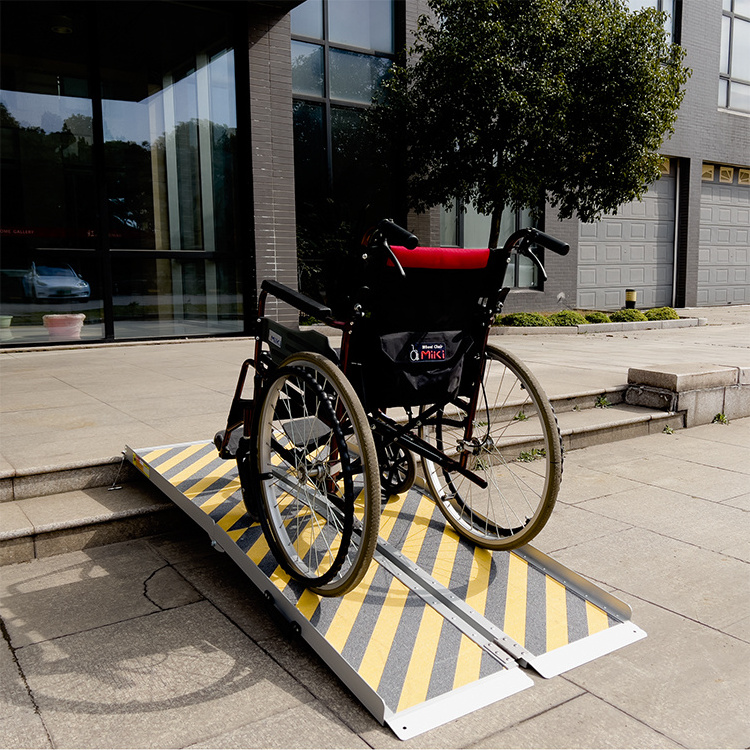 Double Folding Lightweight Mobile For Bike Loading Electric Portable Wheelchair Ramp