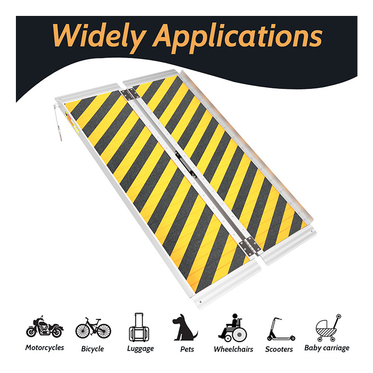 Double Folding Lightweight Mobile For Bike Loading Electric Portable Wheelchair Ramp