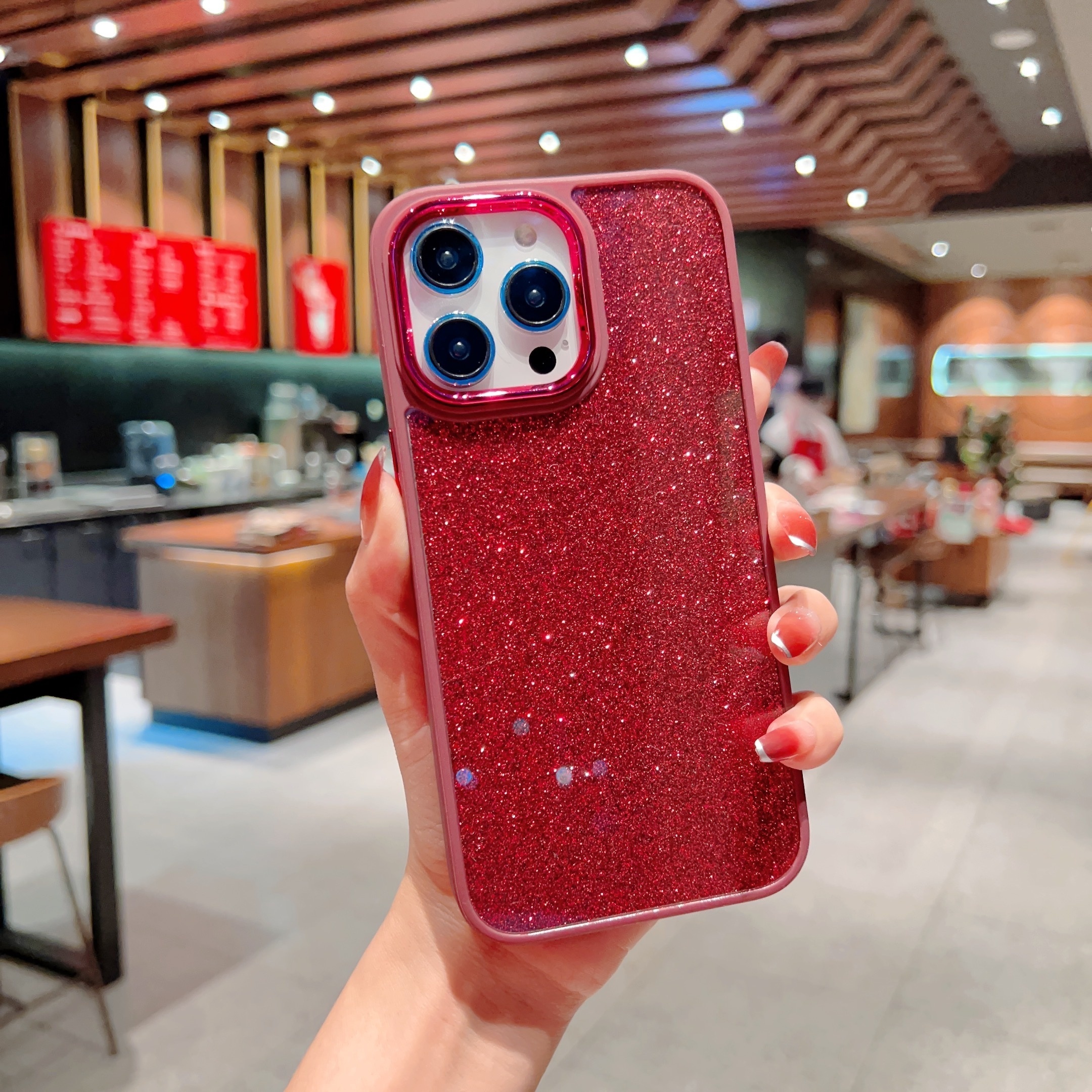 MAXUN Luxury Acrylic TPU Electroplated Lens Border Cell Phone Case Glitter for Redmi Note 8 9Pro Max 10 5 G 11 Pro Phone Case