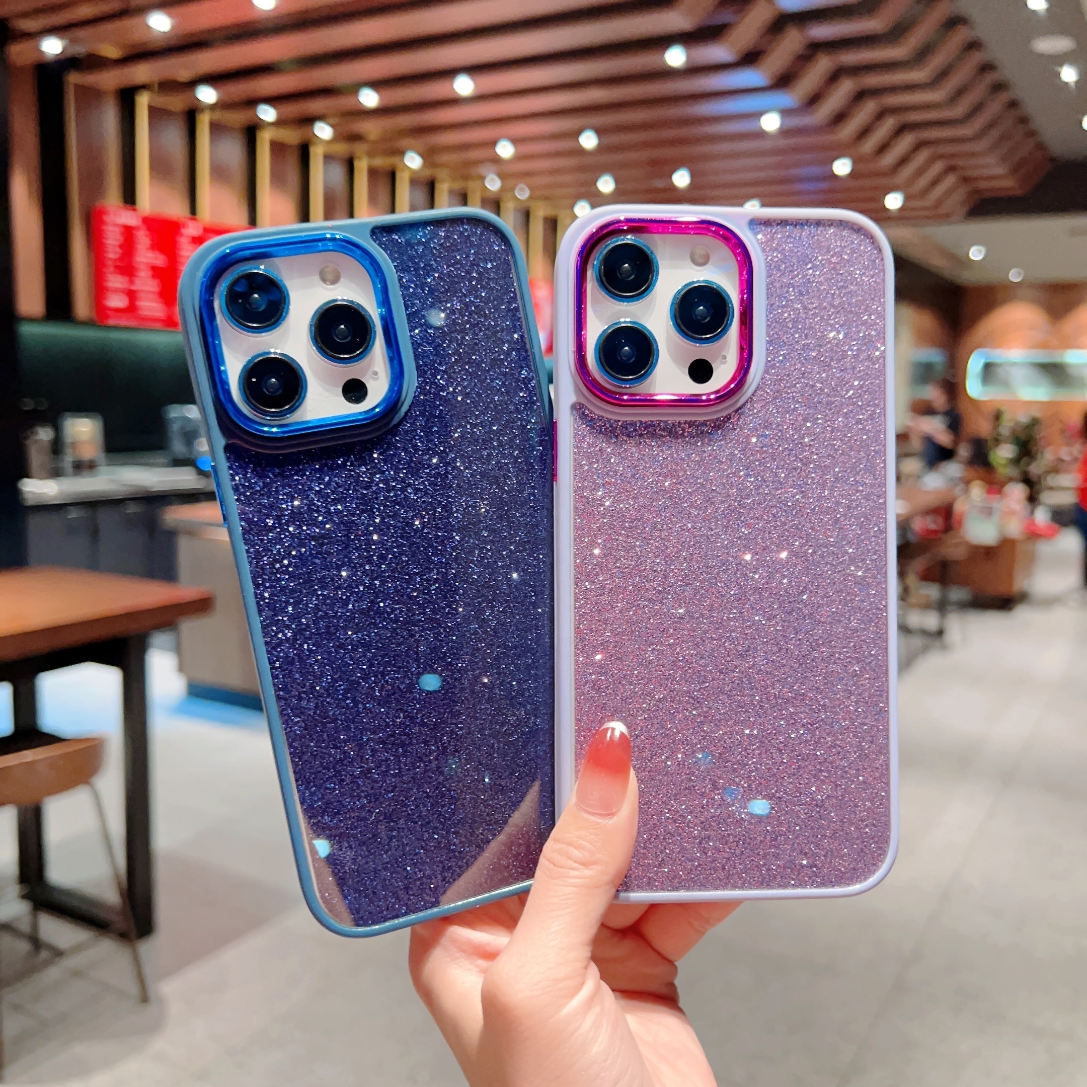 MAXUN Luxury Acrylic TPU Electroplated Lens Border Cell Phone Case Glitter for Redmi Note 8 9Pro Max 10 5 G 11 Pro Phone Case