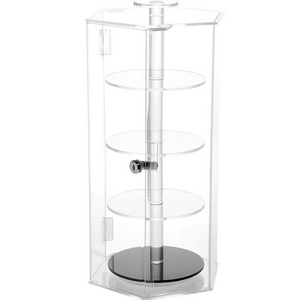 Clear Acrylic Hexagonal Locking Display Case with Rotating Shelves