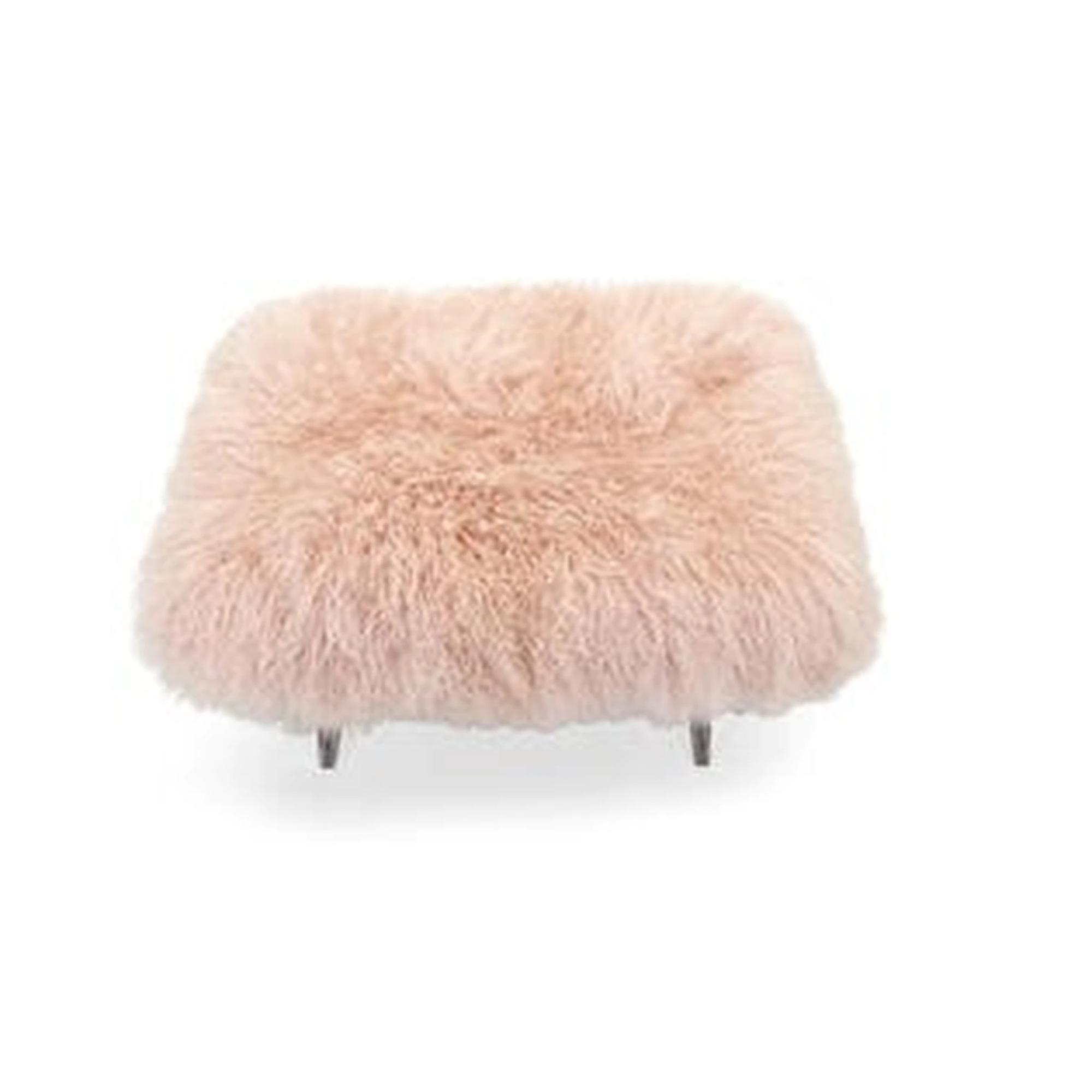 VONVIK New Design Clear Pink Fur Stool With Acrylic Legs For Furniture Table Legs