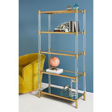 VONVIK Clear Acrylic Lucite Ladder Shelf Bookshelf Ladder Decorative Shelves