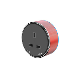 power socket track smart adapter UK standard socket, aluminum surface, bottom LED light household socket