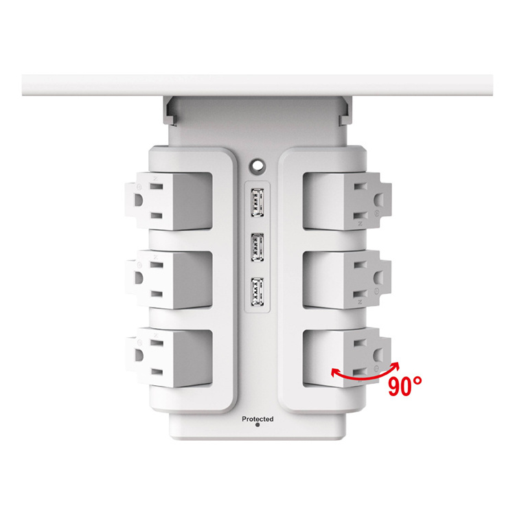 American standard 6-hole conversion plug+3USB,,110V-250V rated voltage and wall socket extender with USB socket safety cover