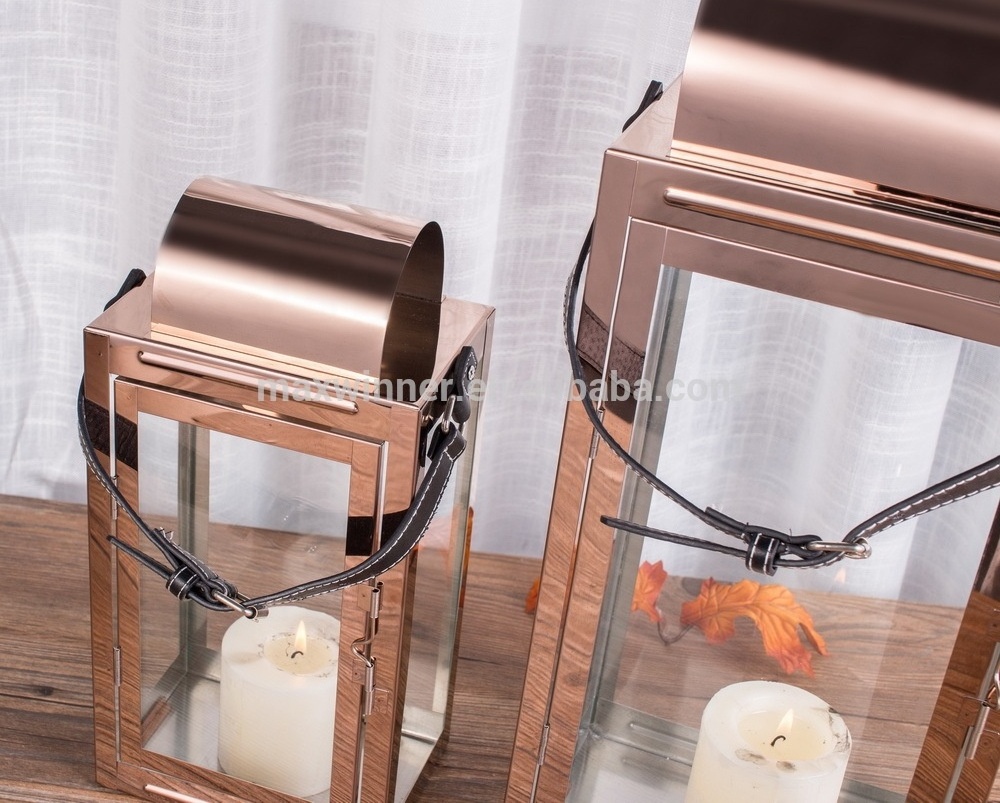 Customized Decorations for home	stainless steel lantern gold metal candle lantern