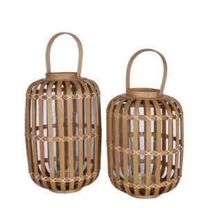 Handmade Customized Wood Lantern Candle Holders Small Large Rattan Lanterns Home Decorative Box Comprising Glass Metal Iron