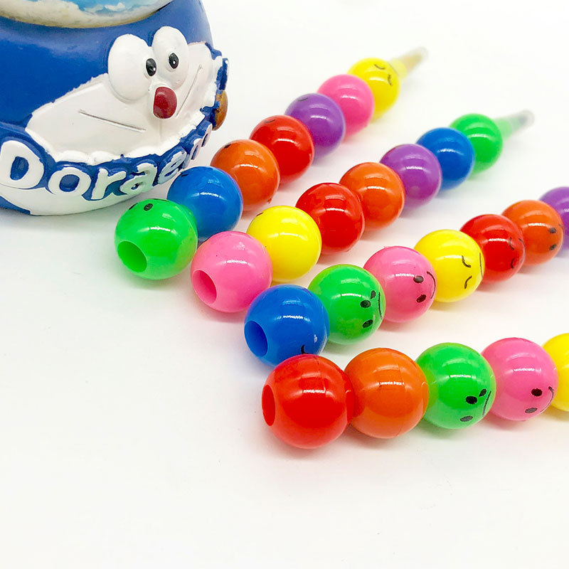 Maxwri Plastic Creative Multi-Color Wax Crayon Stackable And Detachable Smiling Face Stacking Crayon For Kids Graffiti Drawing