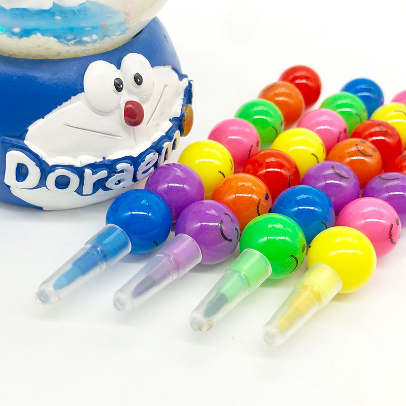 Maxwri Plastic Creative Multi-Color Wax Crayon Stackable And Detachable Smiling Face Stacking Crayon For Kids Graffiti Drawing