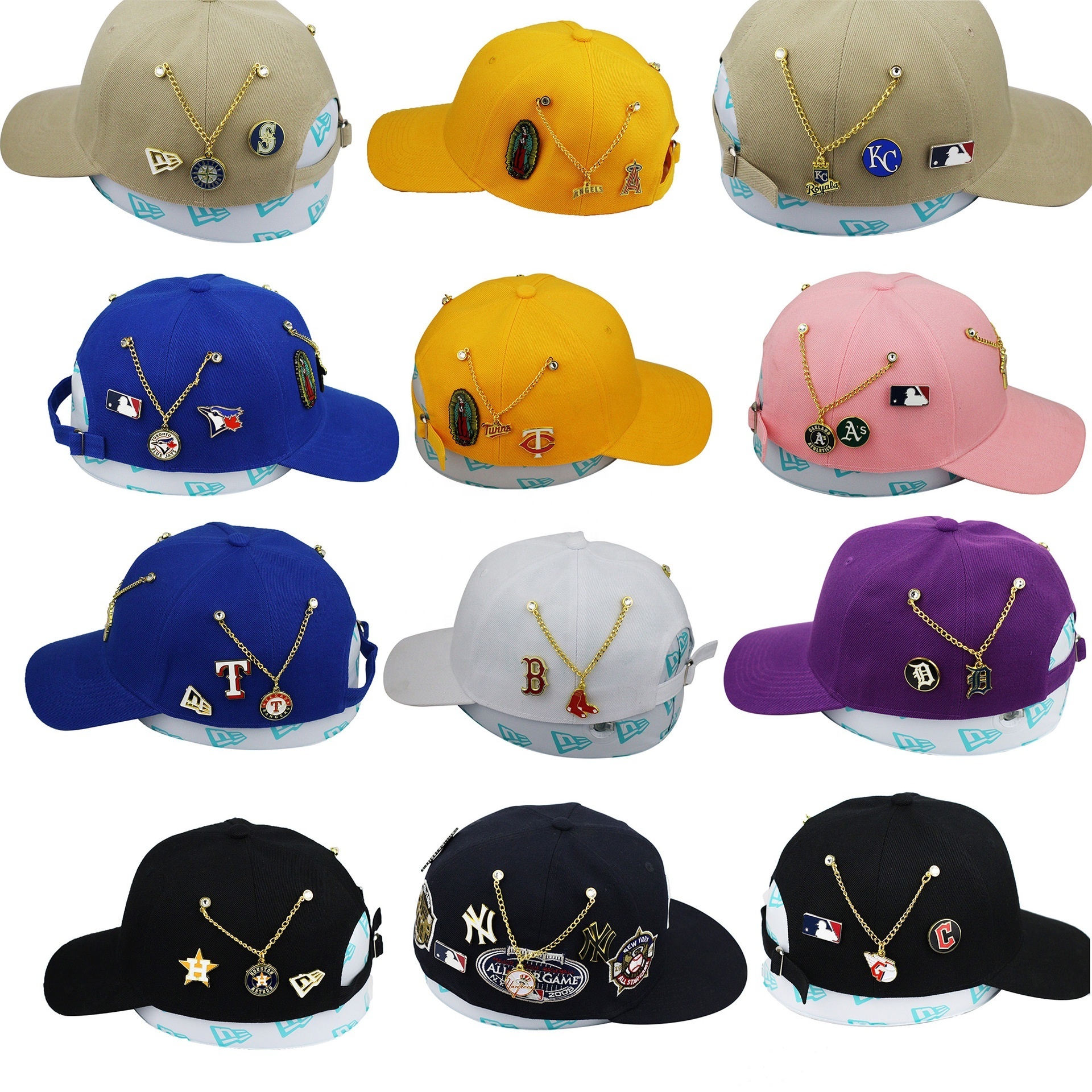 wholesale customize club baseball hat enamel pins metal charms frame fitted baseball Mexican hat pins