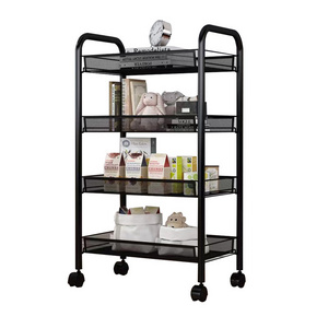 Kitchen Organizer 4-tier Carbon Metal Rolling Storage Organizer Vegetables Trolley Cart