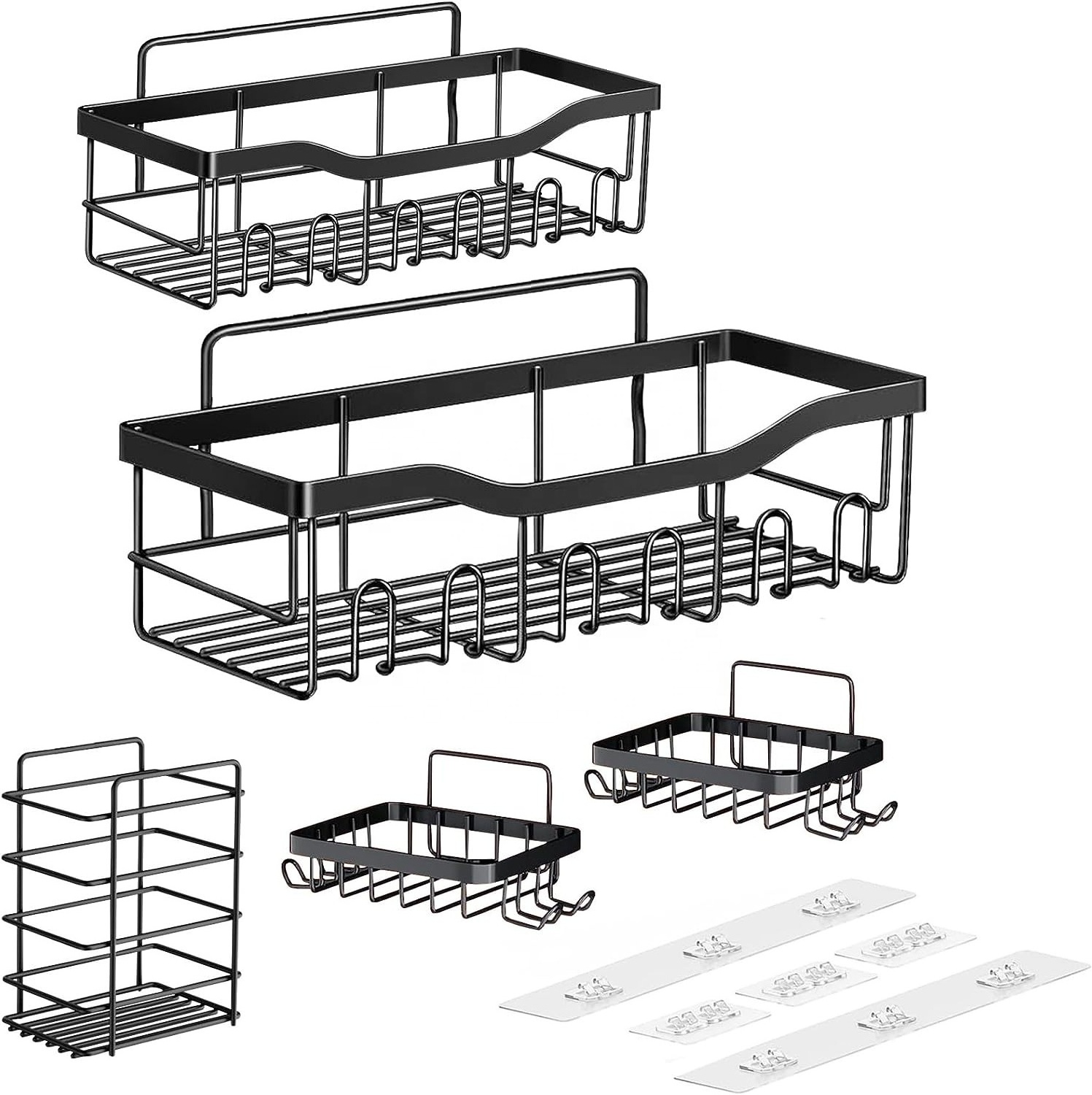 5 Pack Shower Caddy Shelf Organizer Rack No Drilling Wholesale Adhesive Shower Caddy  for Bathroom Kitchen