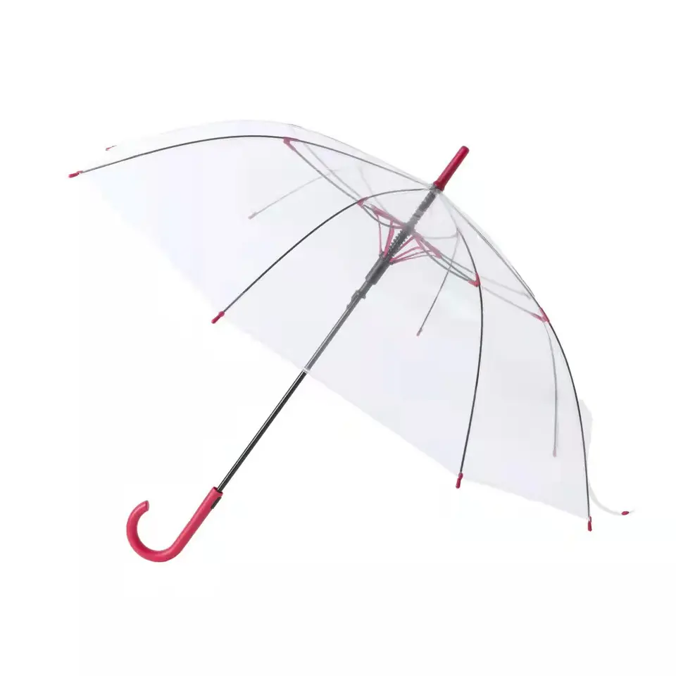 Hot sale Custom logo rain umbrella transparent Fashion Colorful POE Straight Clear promotional Umbrella