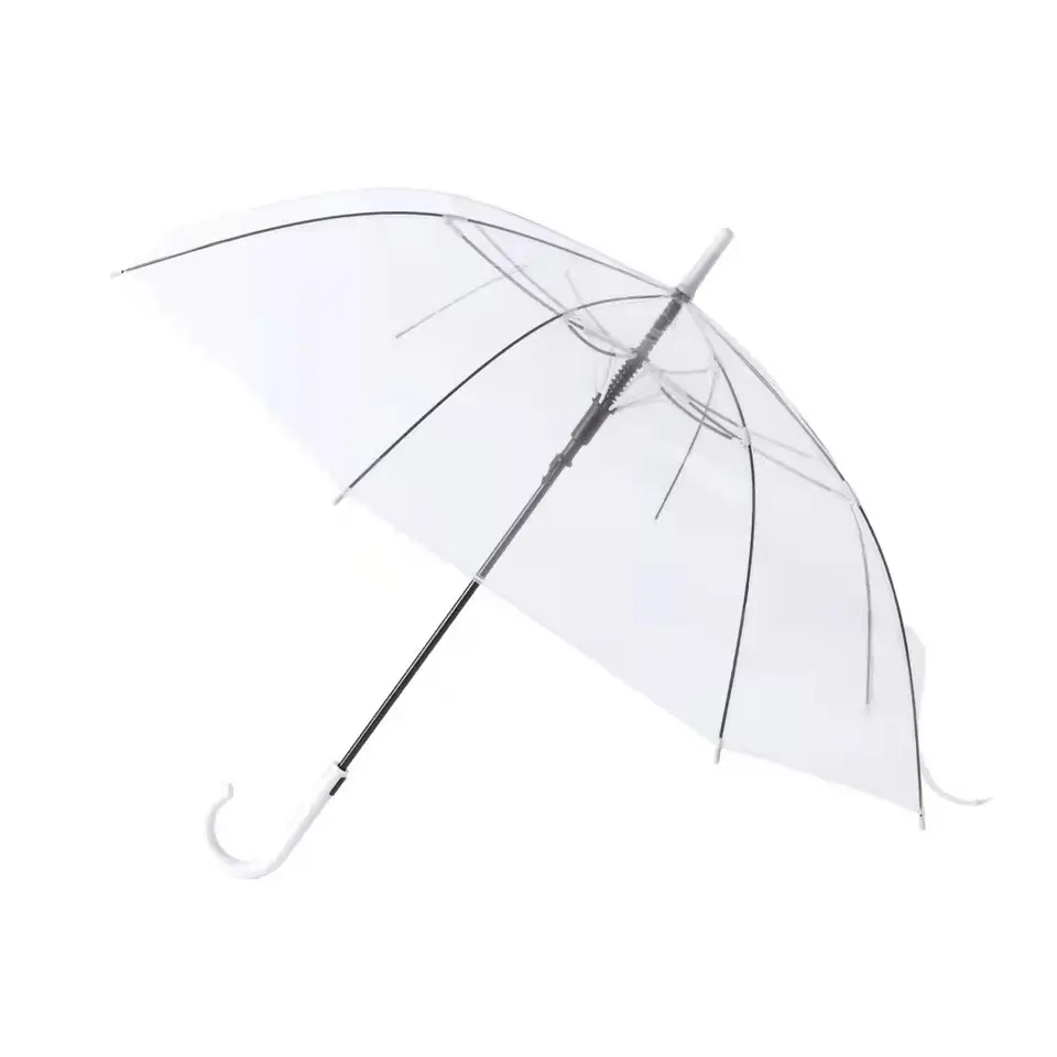 Hot sale Custom logo rain umbrella transparent Fashion Colorful POE Straight Clear promotional Umbrella