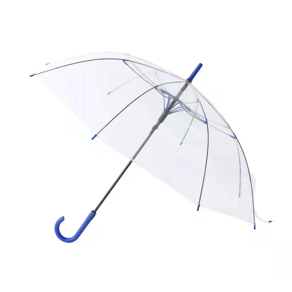 Hot sale Custom logo rain umbrella transparent Fashion Colorful POE Straight Clear promotional Umbrella