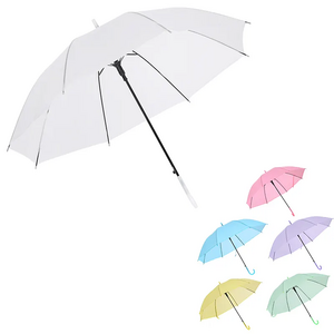 High quality  Auto Open Eco Friendly Transparent J Curved Handle POE clear umbrella customization gift umbrella