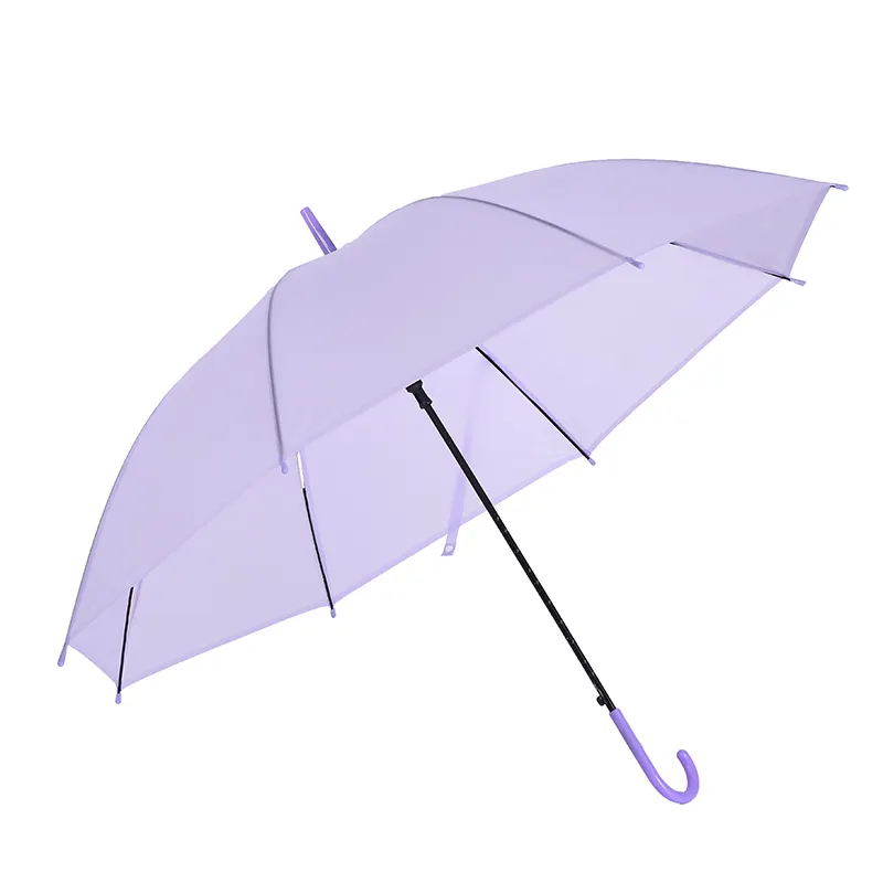 High quality  Auto Open Eco Friendly Transparent J Curved Handle POE clear umbrella customization gift umbrella