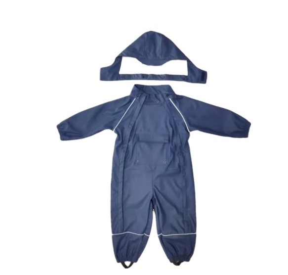 Waterproof Windproof PU Fabric Overall RainSuit for Kids Reflective Work Jacket with PVC & TPU Customizable Logo Rainwear Poncho