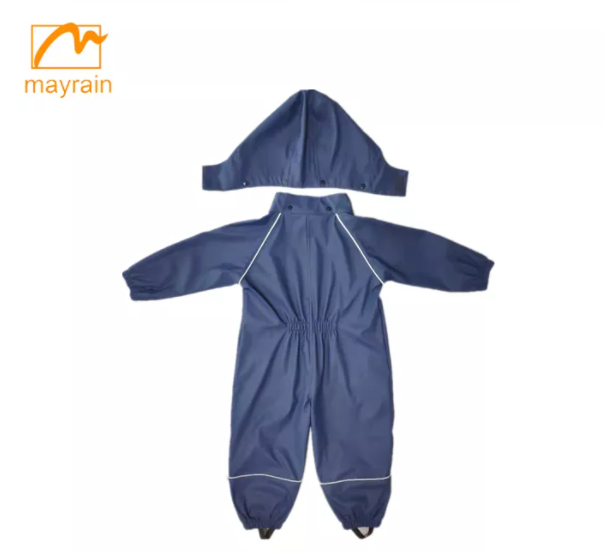 Waterproof Windproof PU Fabric Overall RainSuit for Kids Reflective Work Jacket with PVC & TPU Customizable Logo Rainwear Poncho