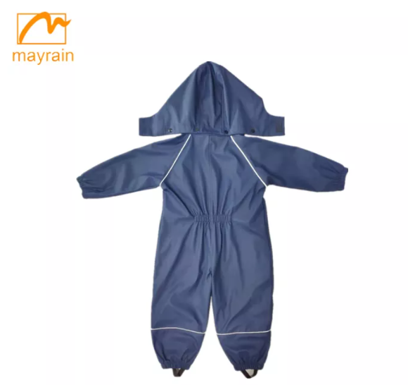 Waterproof Windproof PU Fabric Overall RainSuit for Kids Reflective Work Jacket with PVC & TPU Customizable Logo Rainwear Poncho