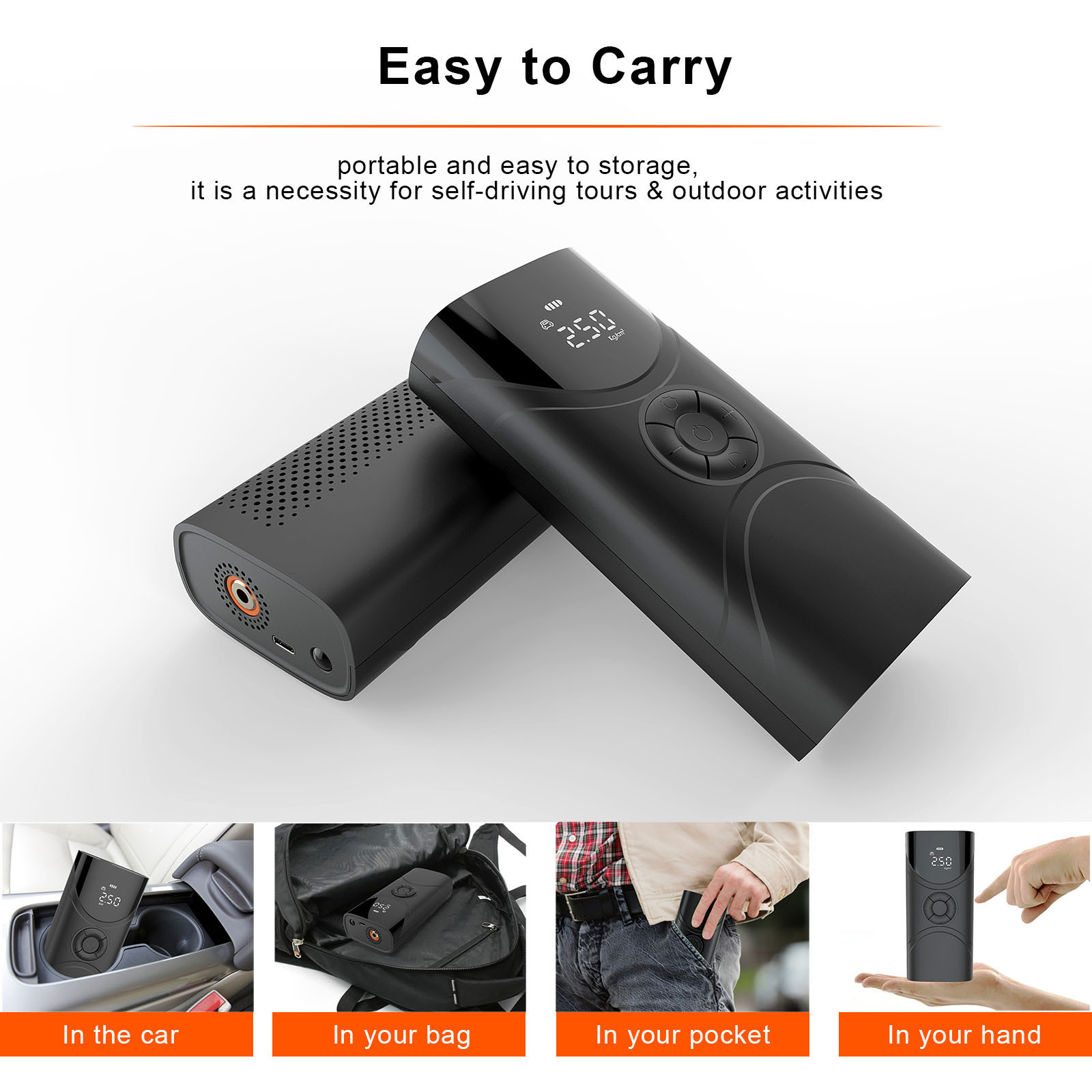 New Rechargeable Bicycle Portable Battery Wireless Digital Mini Cordless Car Tire Inflator Air Pump Compressor