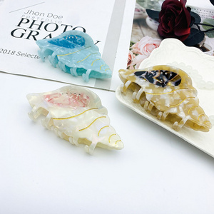 New Arrival Hair Accessories Sea Food Giant 12cm Conch Hawaiian Style Acetate Custom Hair Claw Clips