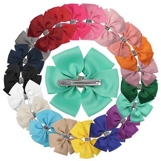 20pcs grosgrain Ribbon 4 inch boutique hair bows girl Hair bow with alligator clips