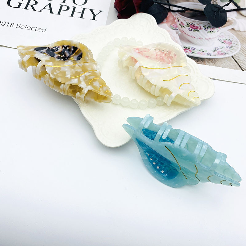 New Arrival Hair Accessories Sea Food Giant 12cm Conch Hawaiian Style Acetate Custom Hair Claw Clips