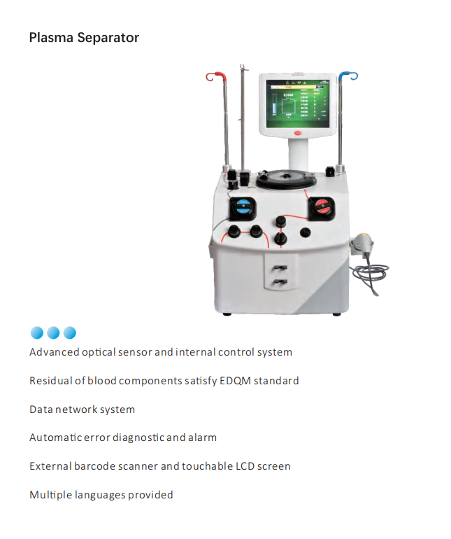 Medical hospital platelet apheresis machine blood analysis machine Fully Automated Plasmapheresis Machine