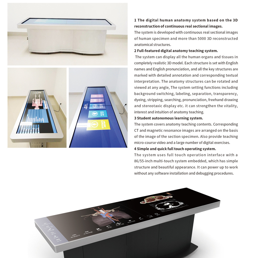 touch screen human virtual 3d anatomy dissection table anatomy table university