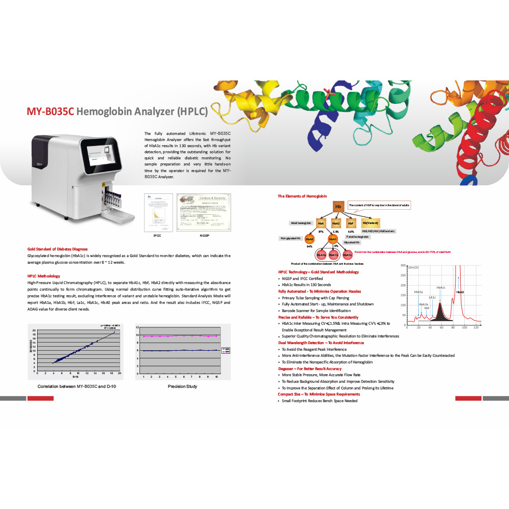 Fully Auto Glycated hemoglobine glyque ha1b1c hb meter hemoglobin machine test equipment hemoglobin meter analyzer