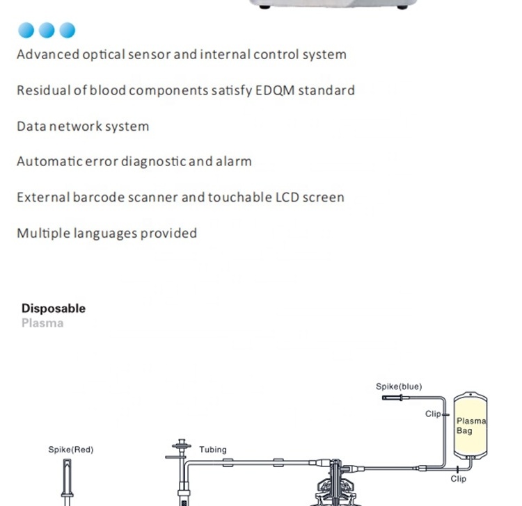 Medical hospital platelet apheresis machine MY-B194B Fully Automated Plasmapheresis Machine