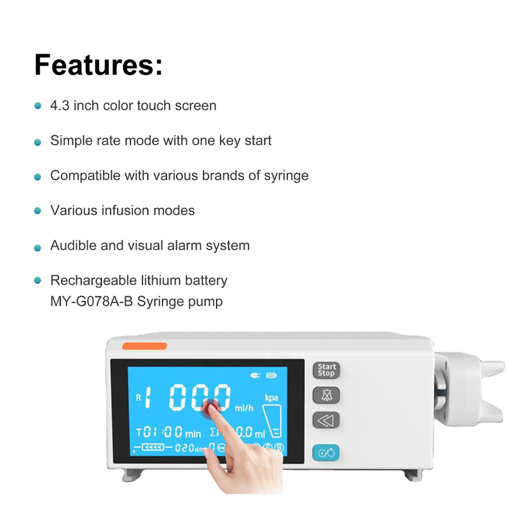 MY-G078A-B Auto Portable Medical Veterinary Human Dual Channel Automatic Electric Infusion ICU Syringe Pump