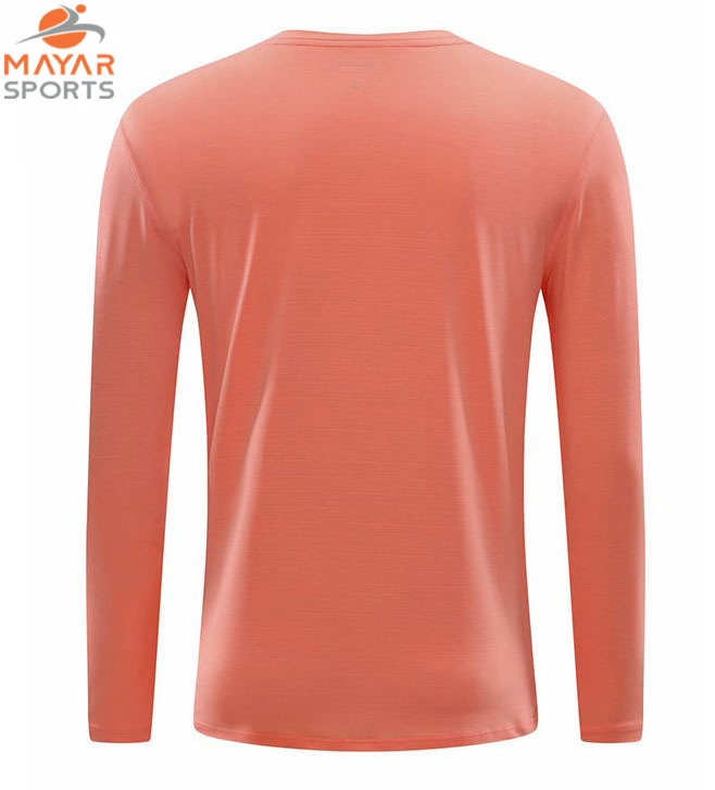 Wholesale custom logo men's basic simple blank rapid dry athletic fit long sleeve o-neck t-shirt street wear clothing