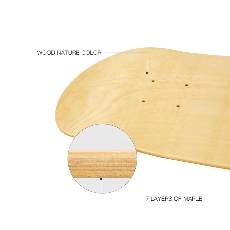 Custom oem skateboard 7 layers Deep concave plain wood maple skate board 8 8.0 8.25 8.5 blank skateboard deck