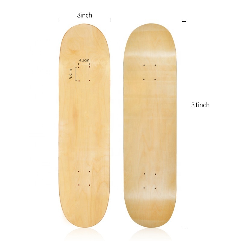 Custom oem skateboard 7 layers Deep concave plain wood maple skate board 8 8.0 8.25 8.5 blank skateboard deck