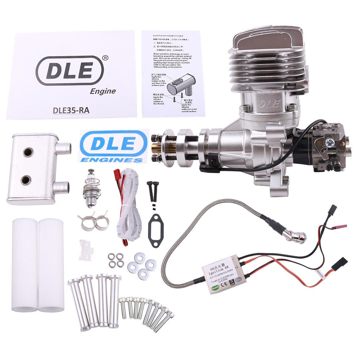 DLE35RA 35cc DLE GAS Engine For RC Airplane Fixed Wing Model Single Stroke Two Exhaust Wind Cold Hands Start Ater Stroke