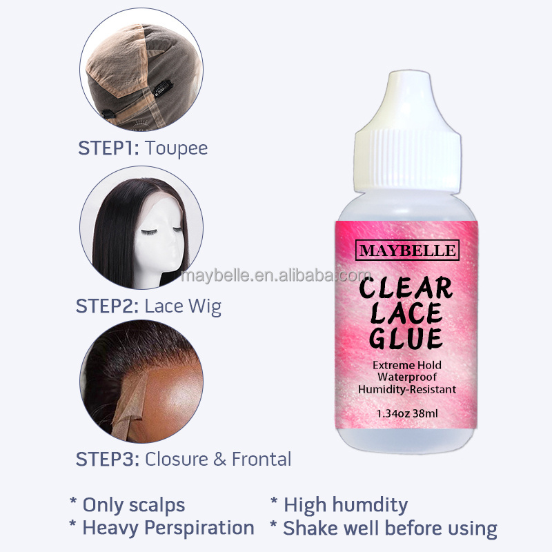 Private Label Strong Hold 6 Weeks Waterproof Lace Wig Bonding Glue No Latex Sweat Resistant Hair Wig Glue Clear Lace Glue