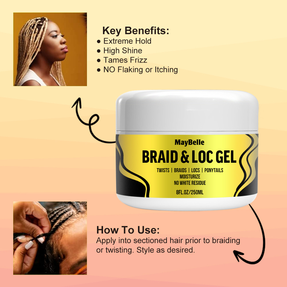 Custom Label Braid Gel Strong Hold Baby Hair Styling Gel No Flaking Lock Twist Braid Gel With Satin Sleep Bonnet